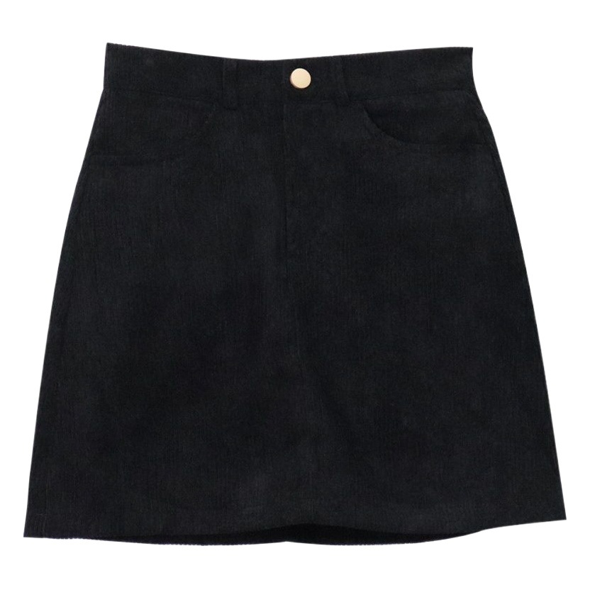 Corduroy Skirt Autumn Korean 2022 New High Waist Slimming Hip Elegant A- line Small Black Skirt Women's Short Skirt