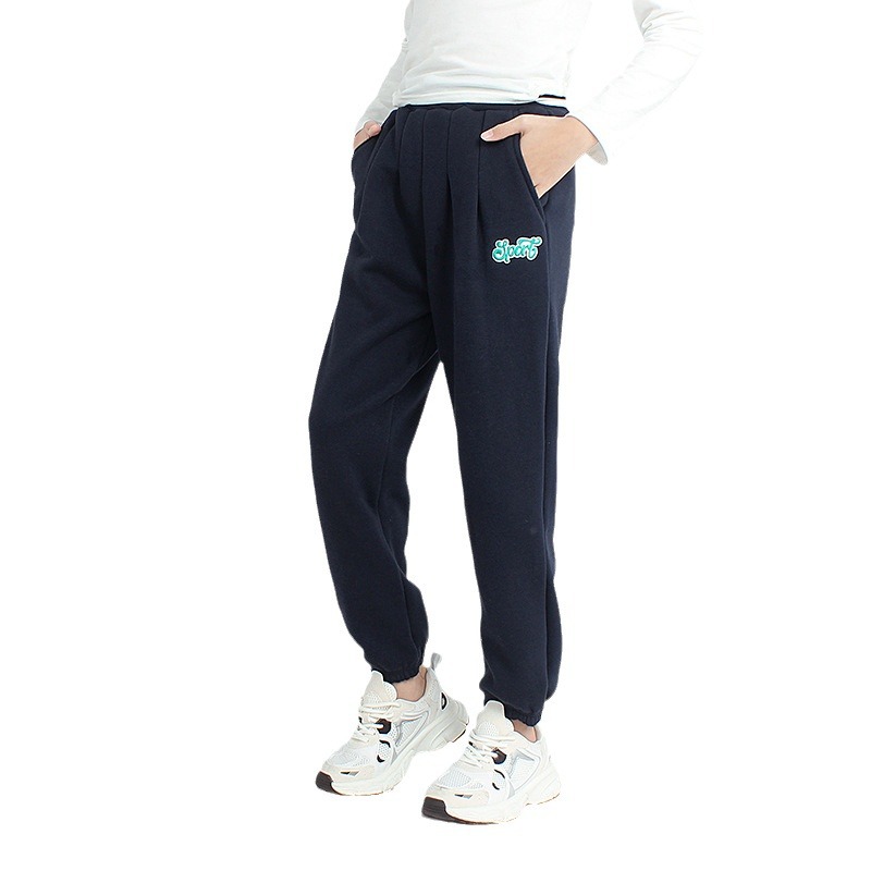Picture of Winter Korean Style New Children's One-piece fleece-lined Trousers Large Children's Warm Sports Sweat Pants Girls' Pants for Hair