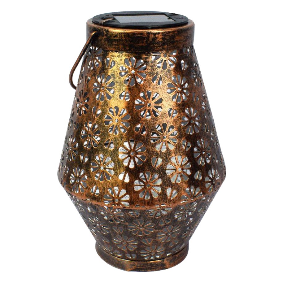 Outdoor camping lamp solar lamp iron hollow lantern lawn garden landscape decorative lamp pendant projection lamp