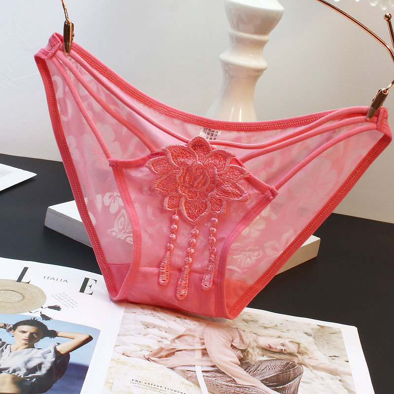 Pure want hollow out girls sweet lace underwear girls summer breathable thin cute transparent cotton crotch briefs