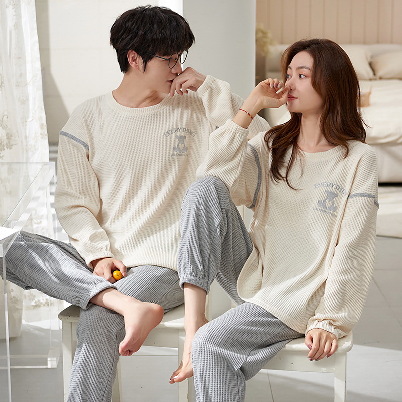 Korean style couple pajamas Women's Spring and Autumn long sleeve cotton new cartoon casual men's autumn and winter home wear suit