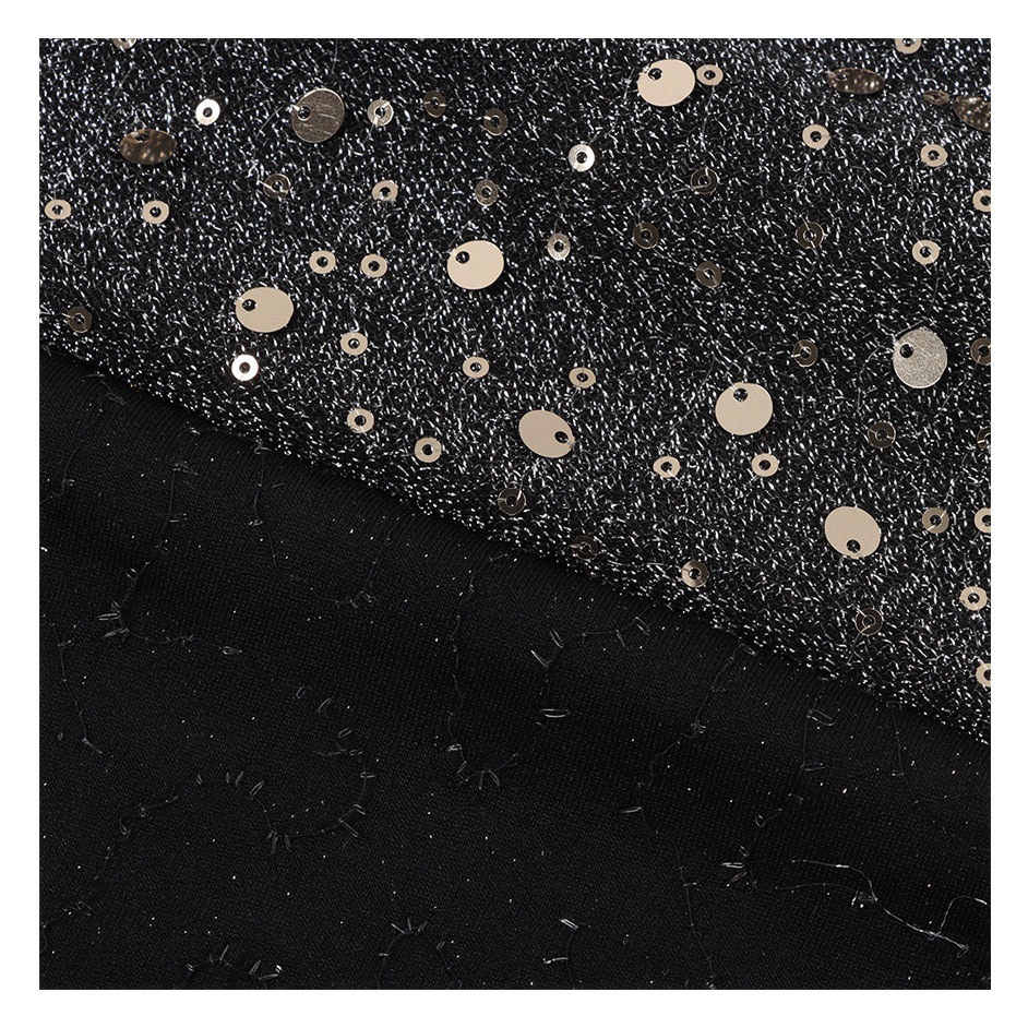 Stretch gold and silver silk base cloth bronze sequined embroidered top dress tights fabric