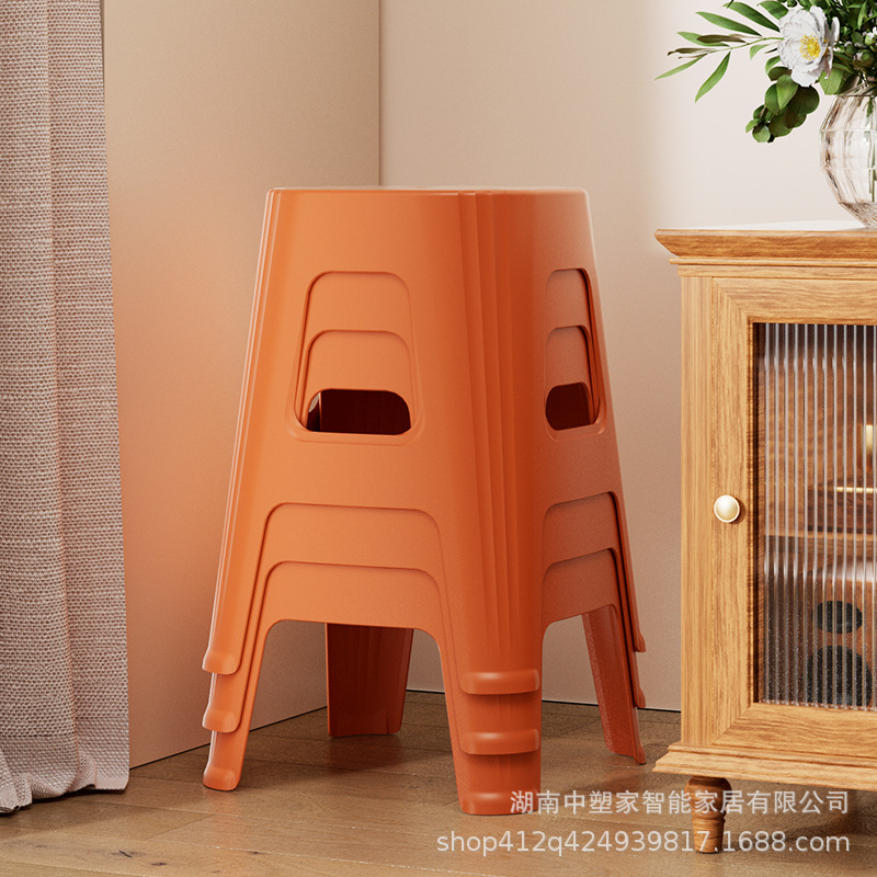 Picture of Thickened Plastic Stools, Stackable, Extra Thick, Household High Stools, Sturdy Plastic Stools for Dining Tables and Chairs, Storage