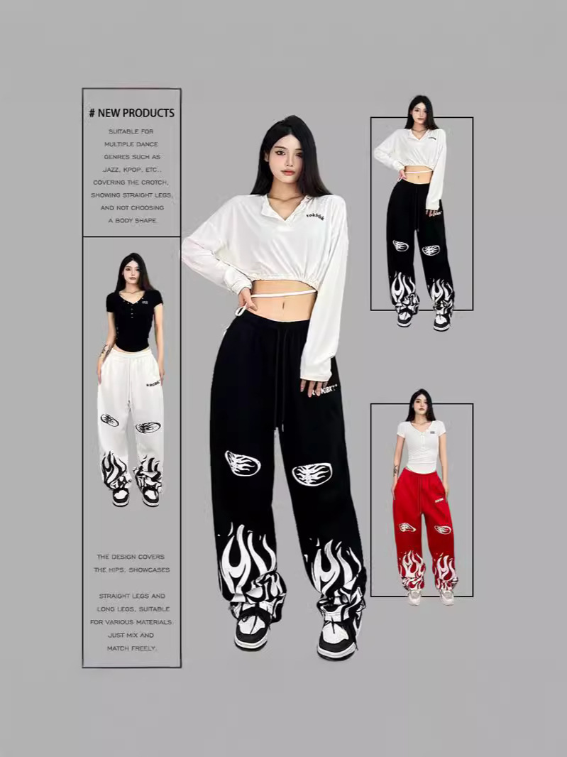 American-style Hiphop Trousers Hip-hop Loose Casual Wide-legged Trousers Dancing Hip-hop Jazz Straight-legged Sports Pants