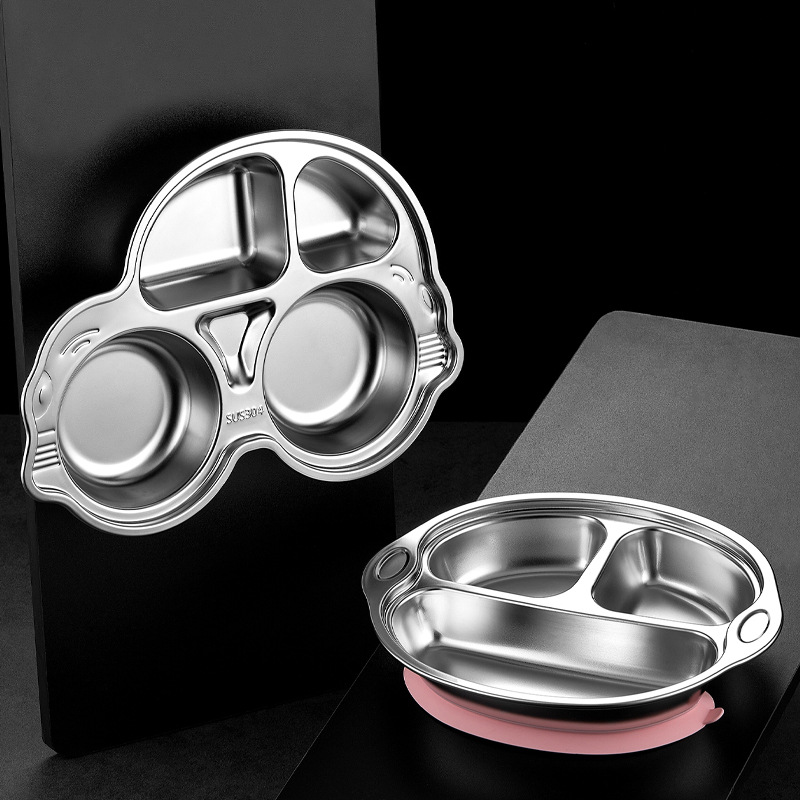 Picture of ins Style Children's Dinner Plate 304 Stainless Steel Cartoon Baby Household Separator Plate Kindergarten Dinner Plate High Color Value 316