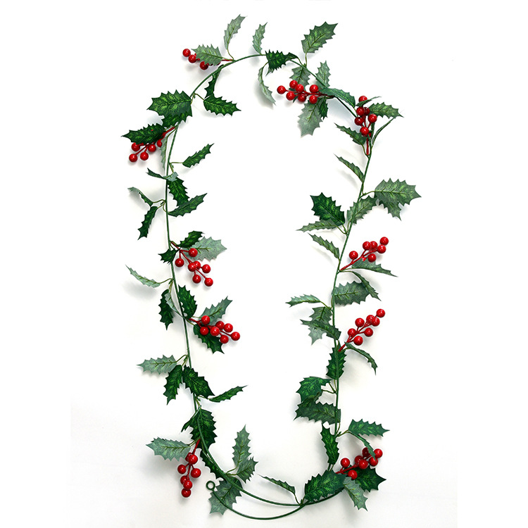 Picture of Amazon New Christmas Atmosphere Decoration Home Decoration Simulation Vine Scenic Area Decoration Wall Hanging Red Fruit Rattan