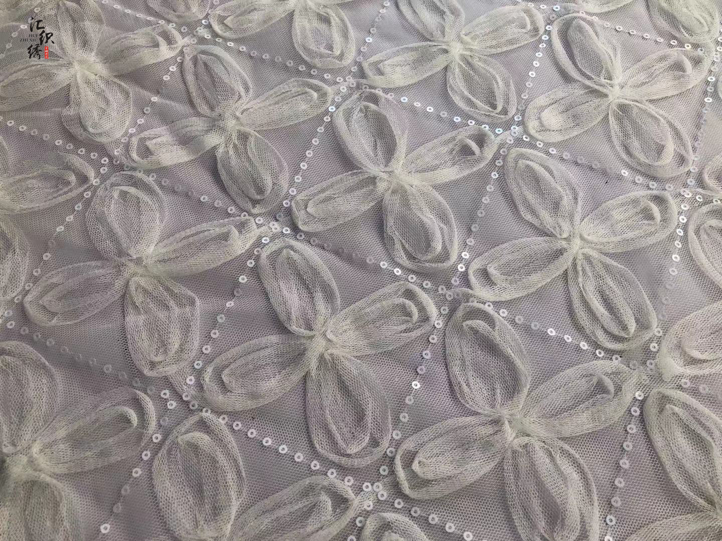 Spot Mesh New Trylon Ribbon Sequin Embroidered Children's Wear Women's Dress Dress Fashion Boutique Fabric