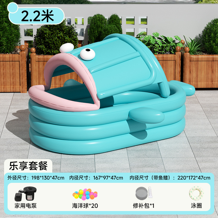 Picture of Cross-Border Ugly Fish Inflatable Swimming Pool Baby Ocean Ball Pool Baby Toy Pool Outdoor Paddling Pool with Awning