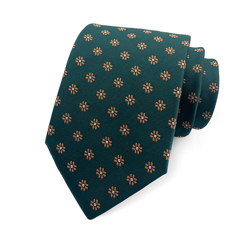 Picture of in stock wholesale men's tie jacquard yarn-dyed fabric small floral pattern business casual wedding groom tie