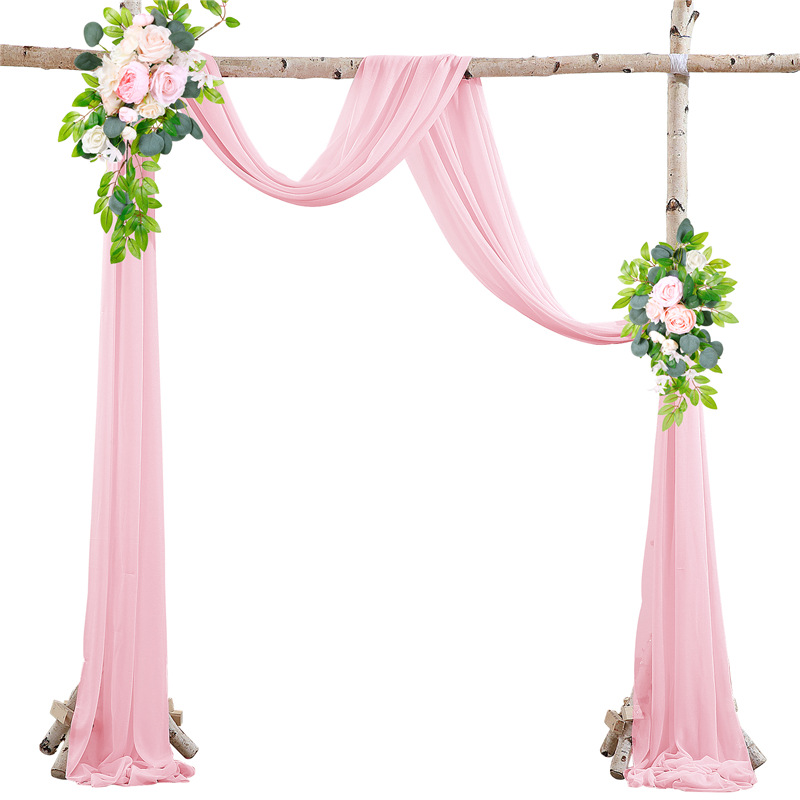 Picture of Cross-Border Popular Wedding Forest Lawn Outdoor Arch Decoration Wedding Arrangement Curtain Pearl Chiffon Gauze Curtain