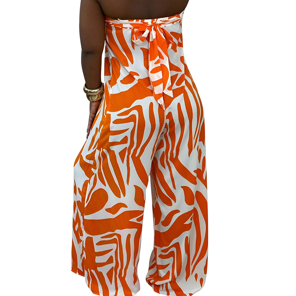 Picture of K10760 factory wholesale Amazon European and American foreign trade women's fashion printing sleeveless wide leg jumpsuit 2024 new