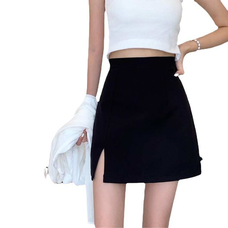 2023 new Korean style high-texture high waist slimming A- line skirt high waist slimming small skirt anti-exposure