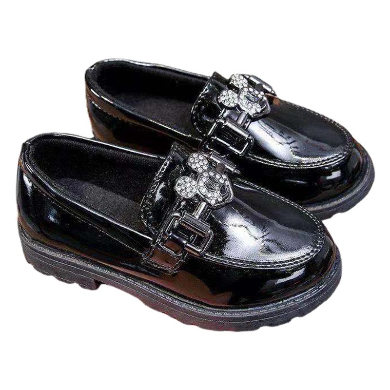2025 Spring and Autumn New Children's Shoes Princess Black British Small Leather Shoes Soft Sole Dance Shoes Student Performance Shoes Trbottomy