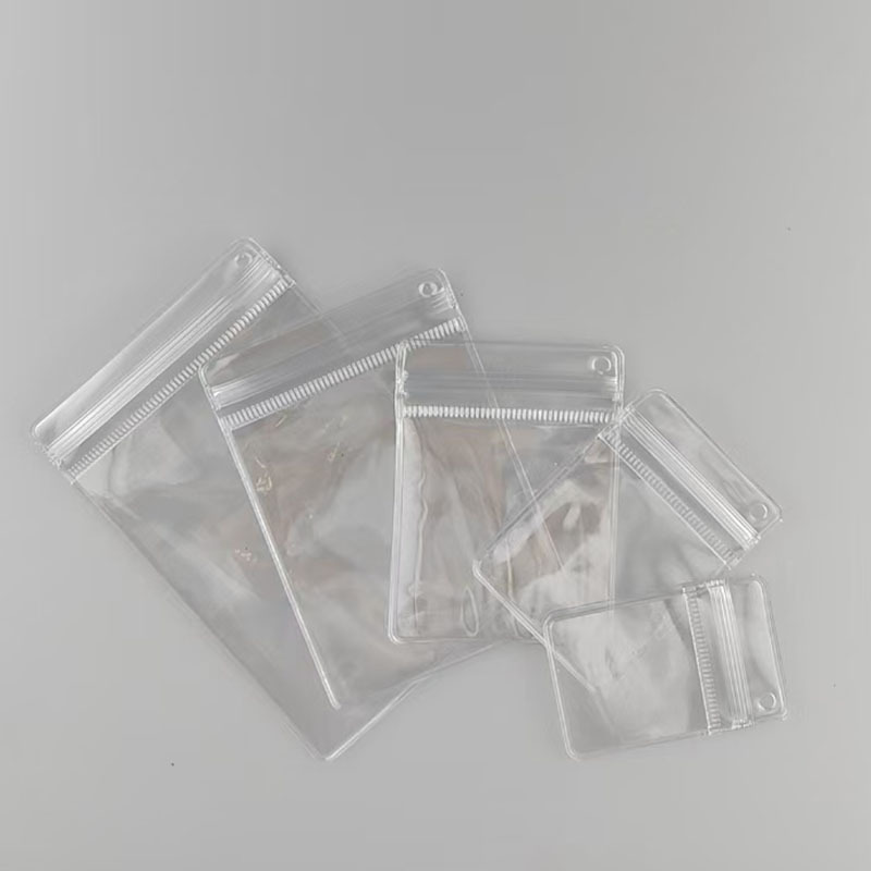 Side hole bag PVC perforated jewelry self-sealing bag with holes can be hung partial hole bag pinch acrylic rock music storage