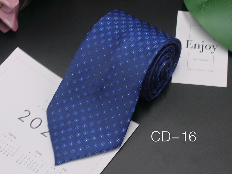 Picture of Manufacturer in stock men's business tie 8cm hand-punched professional formal wear interview striped tie men's Jacquard polyester silk