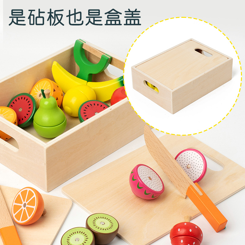 Picture of Wooden Simulation Fruit and Vegetable Cut and Watch Music Magnetic Wooden Boxed Children's Early Education Play Home Kitchen Toy Building Blocks