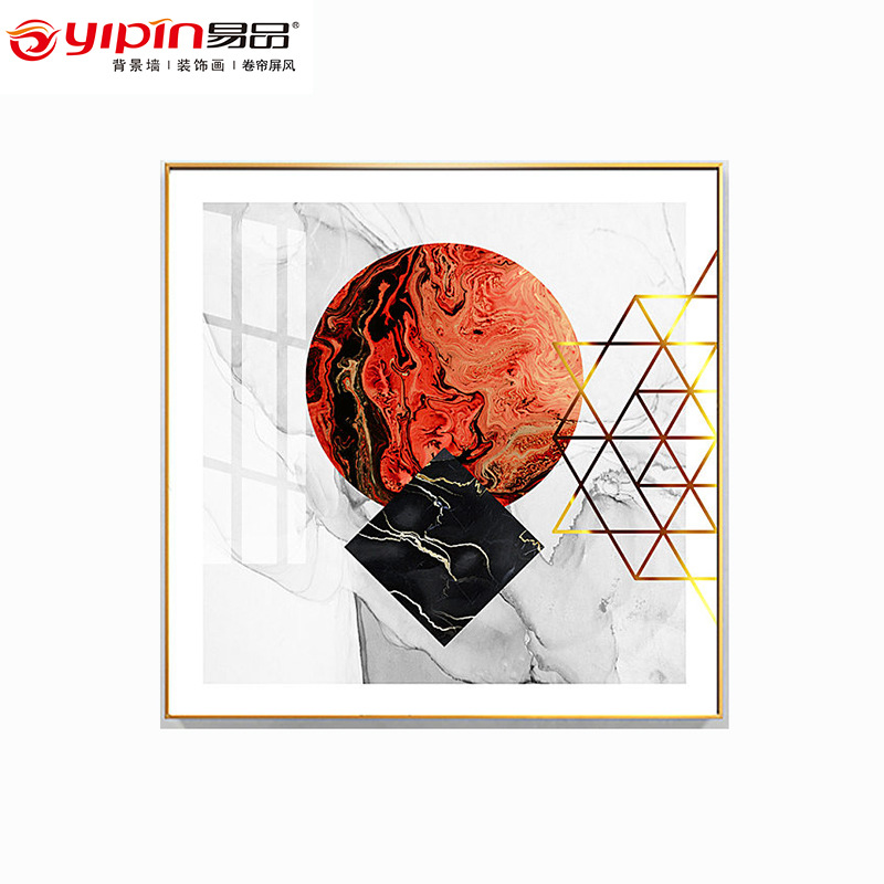 Picture of Light Luxury Abstract Hanging Painting Creative Foil Gold Living Room Restaurant Entrance Art Geometric Color Block Graphic Decorative Painting Wholesale