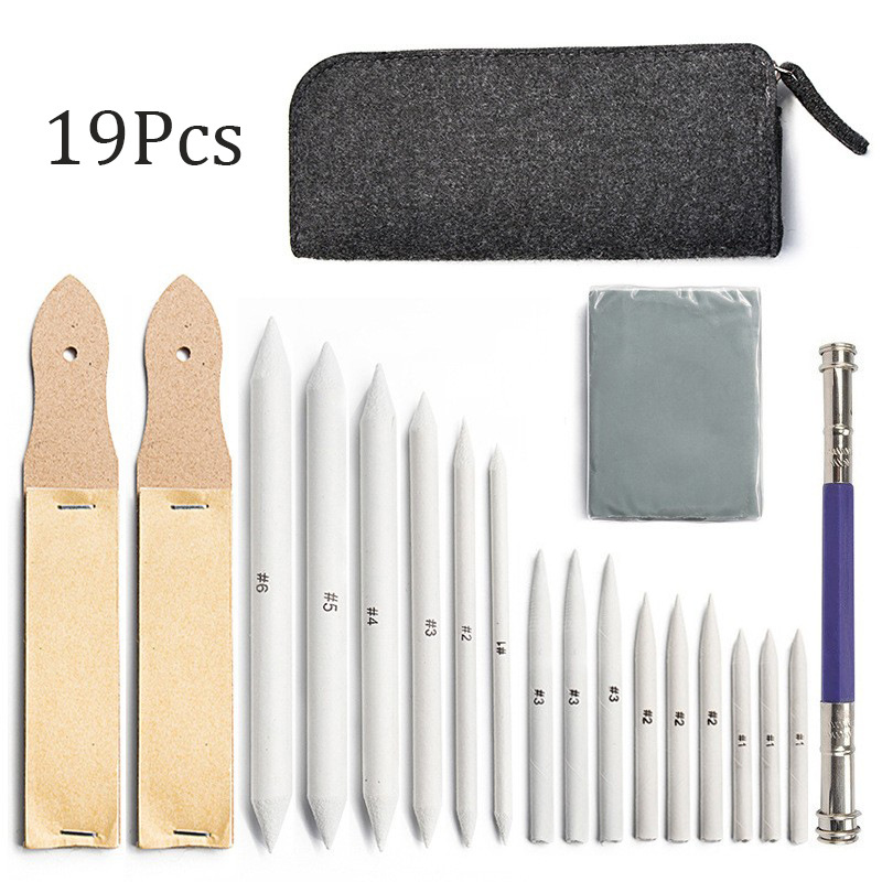 Cross-border sketch painting 19 pieces of suit paper brush brush daub correction high-light pen DIY student art test brush