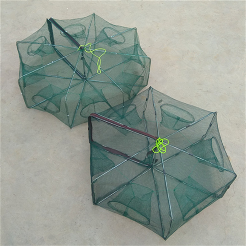 Automatic Foldableing Shrimp Pot Round 6-Hole 8-Hole Shrimp Net to Catch Eel and Loach Shrimp Net Tool to Attract Shrimp Pot Fishing Gear