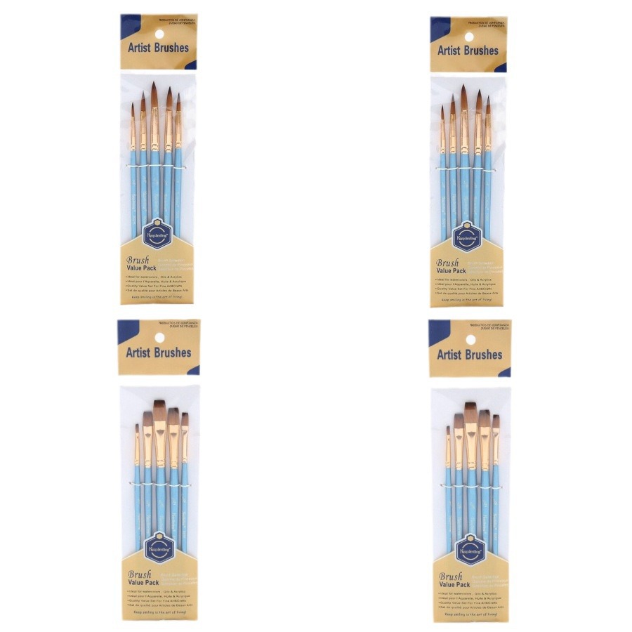 Picture of 5 Pearlescent Blue Nylon Brush Student Painting Pen Set Watercolor Acrylic Art Supplies Wholesale Foreign Trade