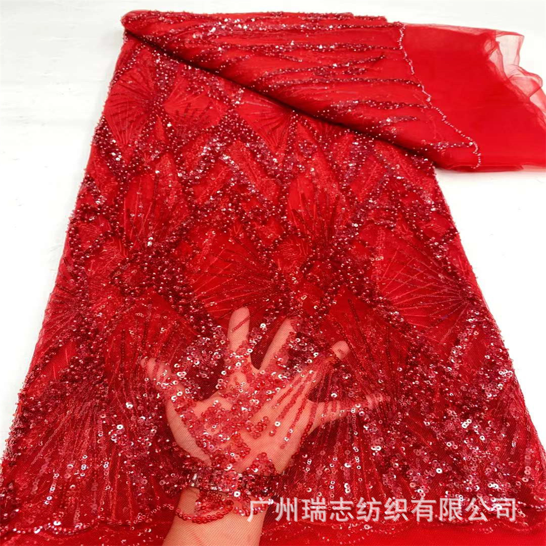 Picture of Middle East Transparent Sequin Beads Mesh Fabric Fairy Dress Wedding Dress National Costume Lace Dress Lace