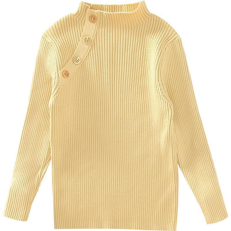 Picture of [in stock] girls' semi-high collar bottoming shirt autumn new children's sweater baby solid color all-match little girl