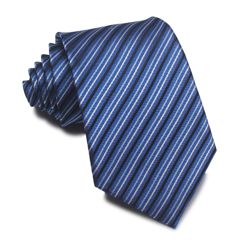 Picture of 25 New 8cm Polyester Jacquard Stripesd Tie 7cm Men's and Women's Business Formal Wear Casual High-End Red Black Blue