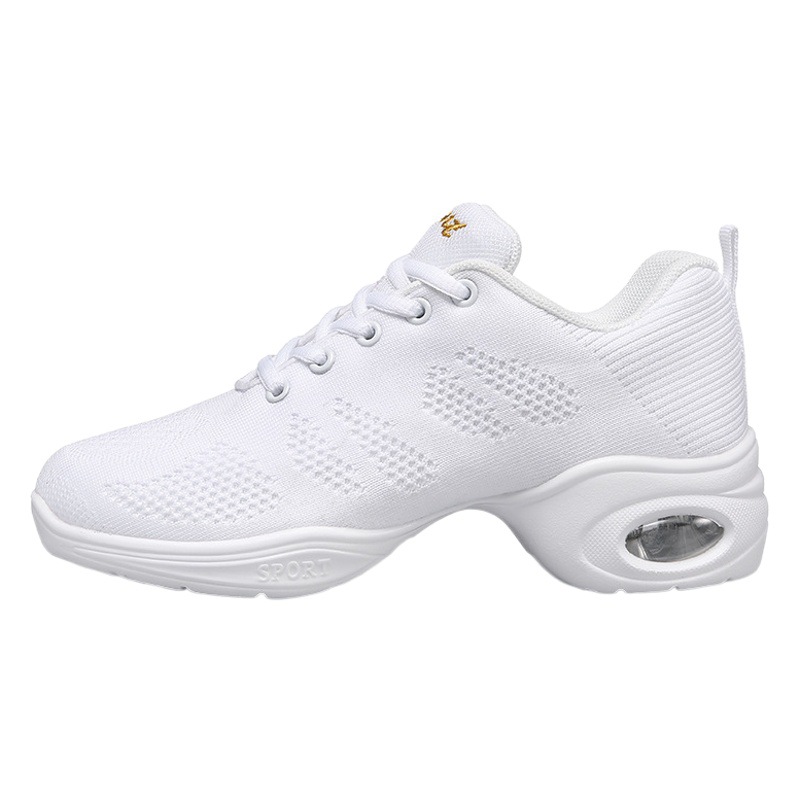 Square Dancing Shoes Adult Dancing Shoes Women's Soft Sole Mid-Heeled Mesh Surface Breathable Dancing Shoes Aerobics White Purple