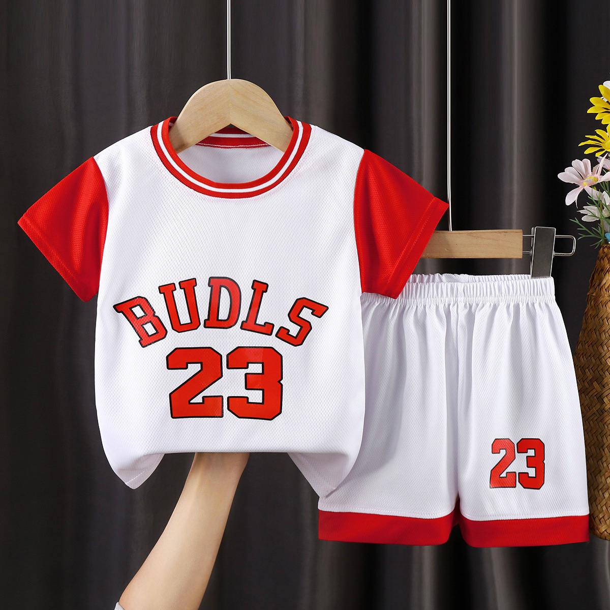 Picture of Children's short-sleeved ball suit boys sportswear girls quick-drying breathable shorts big children's children's clothing wholesale