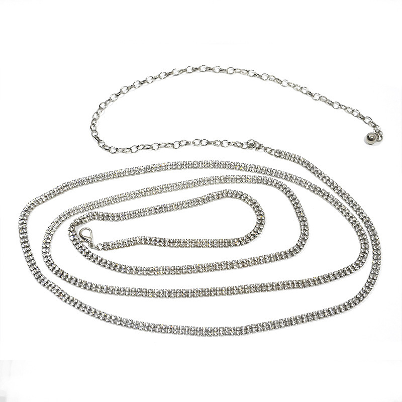 Picture of Cross-border Hot Selling Waist Jewelry Diamond-studded Fashion Simple Rhinestone Lengthened Chain Body Chain Waist Chain Straight Hair