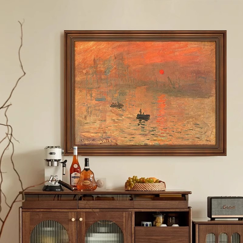 Monet Decorative Painting Sunrise Impression Retro Oil Painting Garden American Painting Water Lilies Living Room Entrance Combination Painting Famous Painting