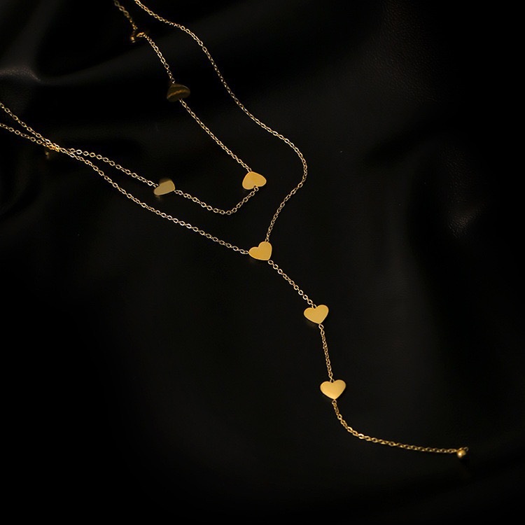 Picture of Double-layer love titanium steel necklace women's all-match high-end non-fading jewelry wholesale clavicle chain niche necklace pendant