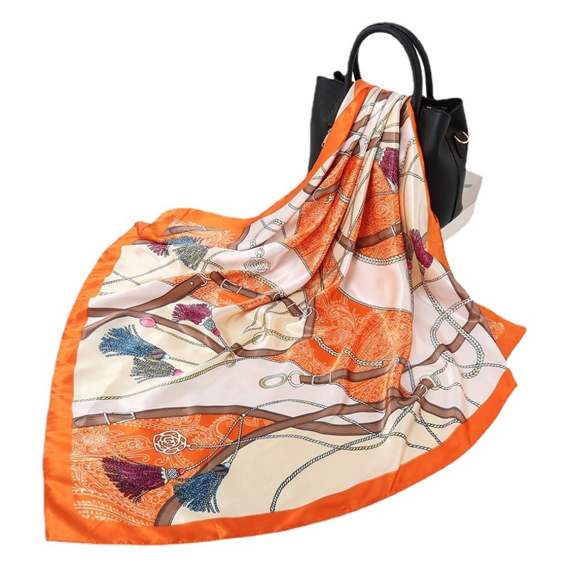 Hangzhou Silk Satin 90 Large Square Silk Scarf Scarf Women's All-match Headscarf Spring and Autumn Fashion