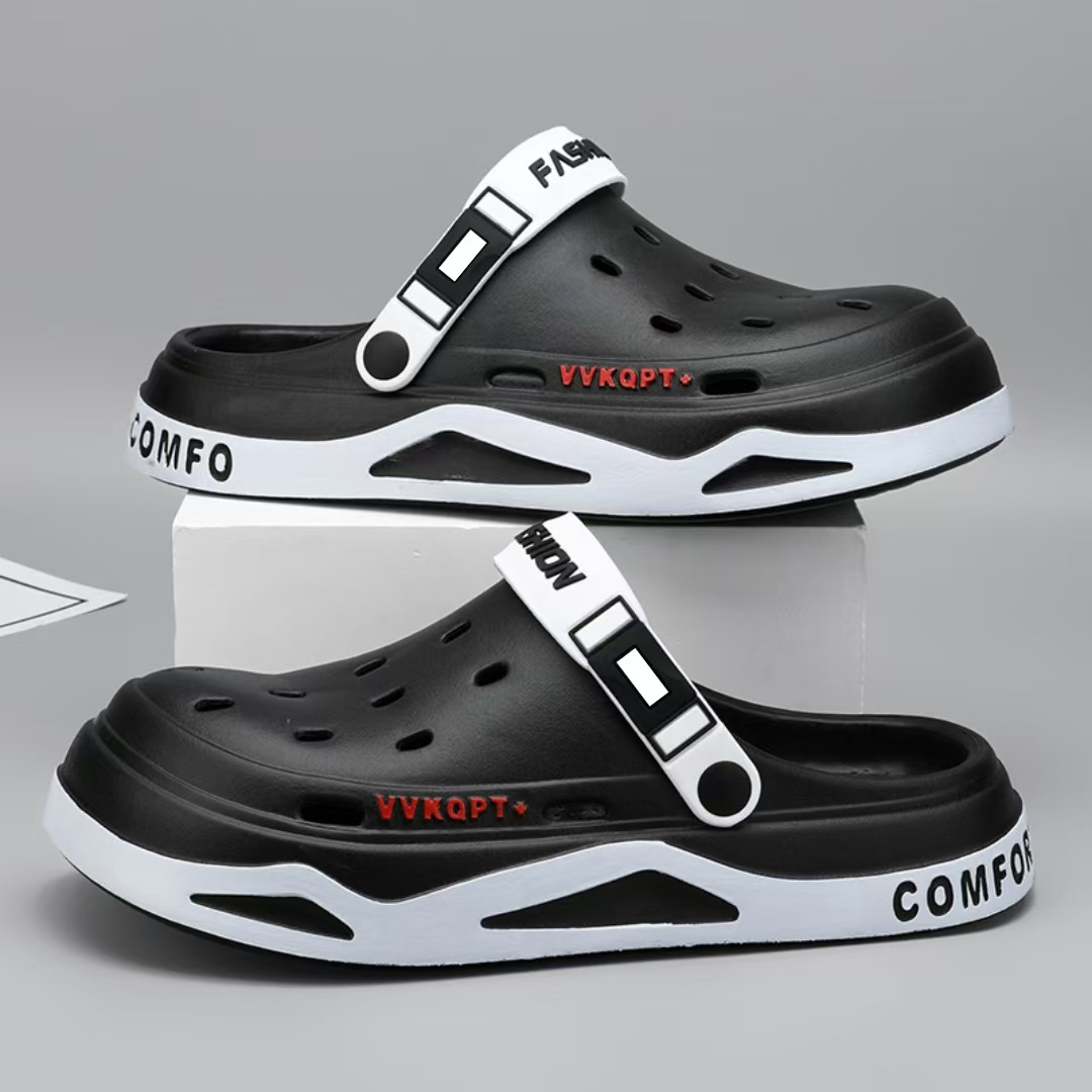 Picture of Eva Sandals Men's Summer Breathable New Lightweight Soft Bottom Baotou Croc Shoes Men's Slippers Two-Purpose Beach Shoes Wholesale