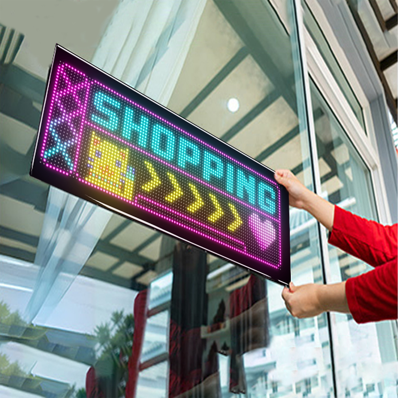 Led Advertising Screen Full-Color Display Ultra-Thin Flexible Screen Store Sign Scrolling Text Double Row No Installation Required High Brightness