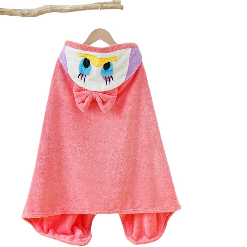 Children's bath towel cape coral fleece hold cartoon baby bath bathrobe cute hooded cape can be worn wholesale