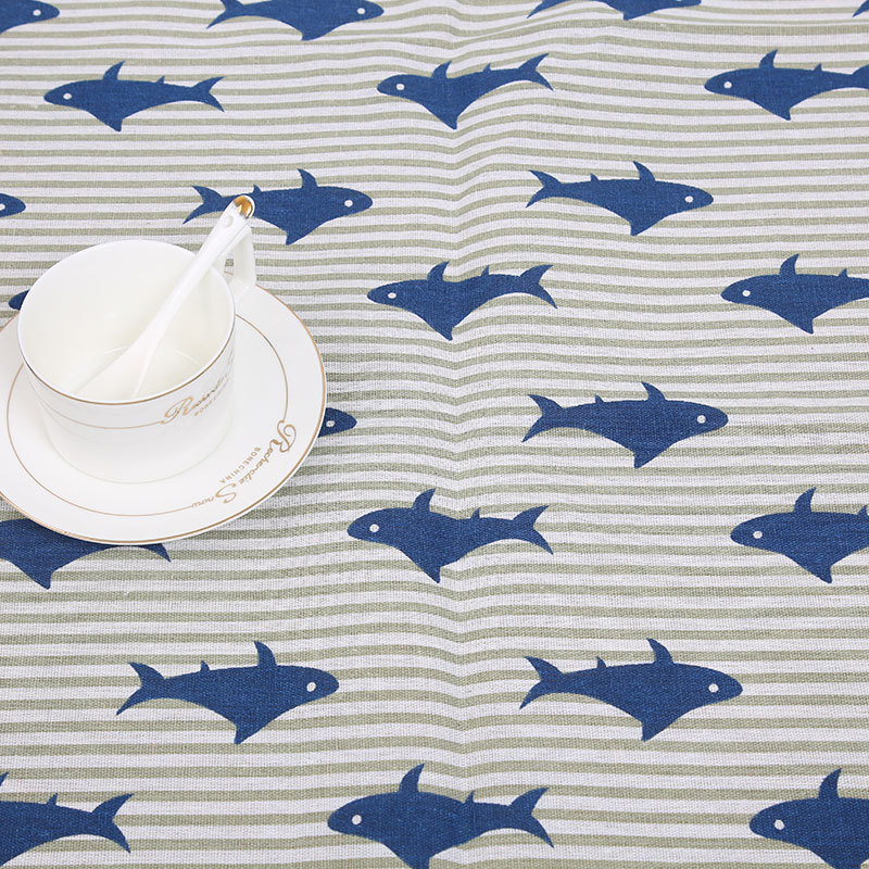 Picture of Wholesale curtain background cloth animal pattern small fish small panda rabbit cotton linen fabric factory in stock