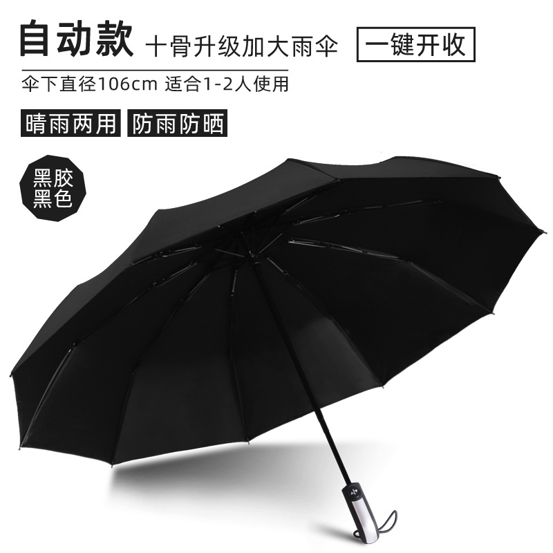 Picture of Full-automatic rain and shine dual-purpose umbrella men's and women's folding umbrella reinforced sunscreen large number wholesale advertising umbrella custom logo
