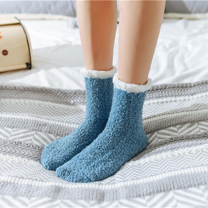 Coral Fleece Socks Women's Thickened Fleece-Lined Sleeping Socks Autumn and Winter Home Floor Socks Adult's Winter Sleeping Moon Socks