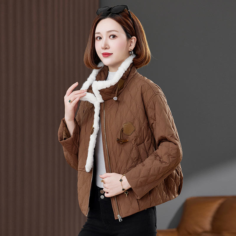 Casual Short Collar Cotton Coat Women's 2024 Winter New Loose plus size Cotton Coat for Small Women