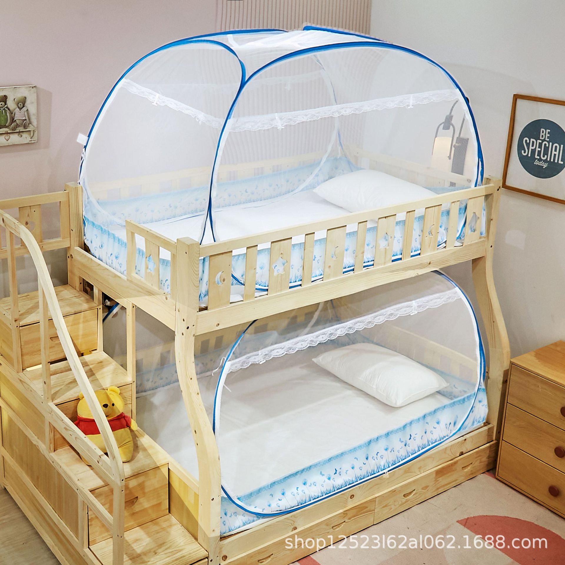 Picture of Mosquito Net Student Dormitory Upper and Lower Bushes 90cm Bottom Installation-Free Mongolian Yurt Single Mother Bed Home 1.5 m 1.2