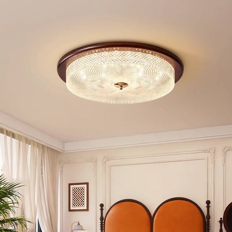 Picture of Middle Ancient Style Bedroom Ceiling Lamp High-end Simple American Style Retro Walnut Color Household Super Bright Eye Protection Book Room Lamp