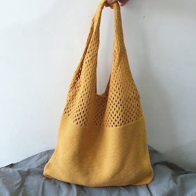 Picture of Cute Knitted Bags 2024 Fashion Hollow Handbags Fashionable and Easiest for Match Shoulder Bags Large Capacity Tote Bags Cross-Border