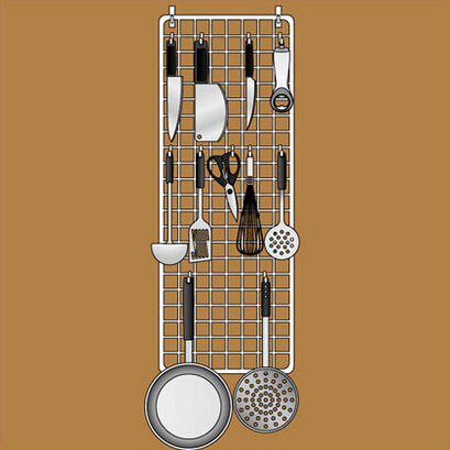 Japanese Housewife Loves Grid Storage Rack with Multiple Accessories Hooks Kitchen DIY Grid Board Storage Organizer Hanging Rack