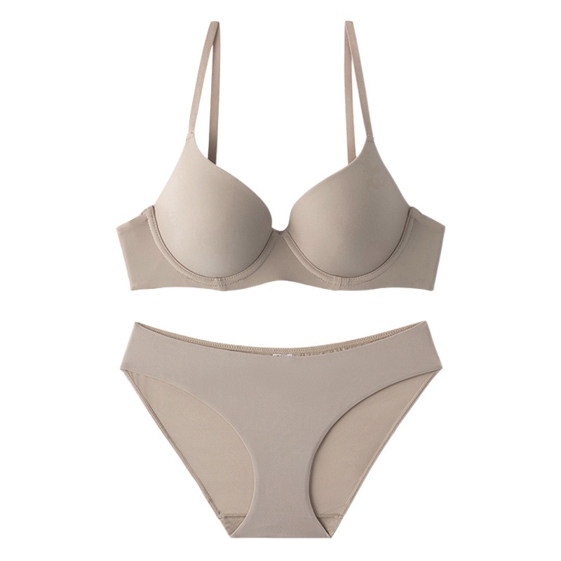 Cross-Border Popular Large Size Women's Seamless Big Breasts Slimming Intimates Bra Set Push-Up Thin Summer Bra Bra