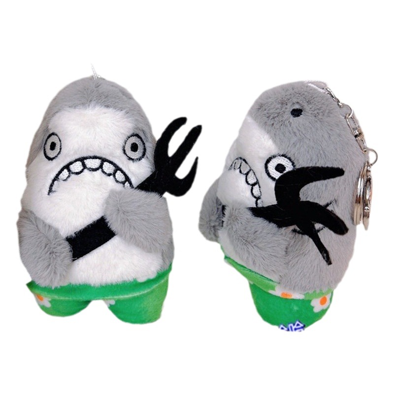 Funny cute shark plush doll sand sculpture shark fork key chain bag bag pendant grab Doll Doll wholesale