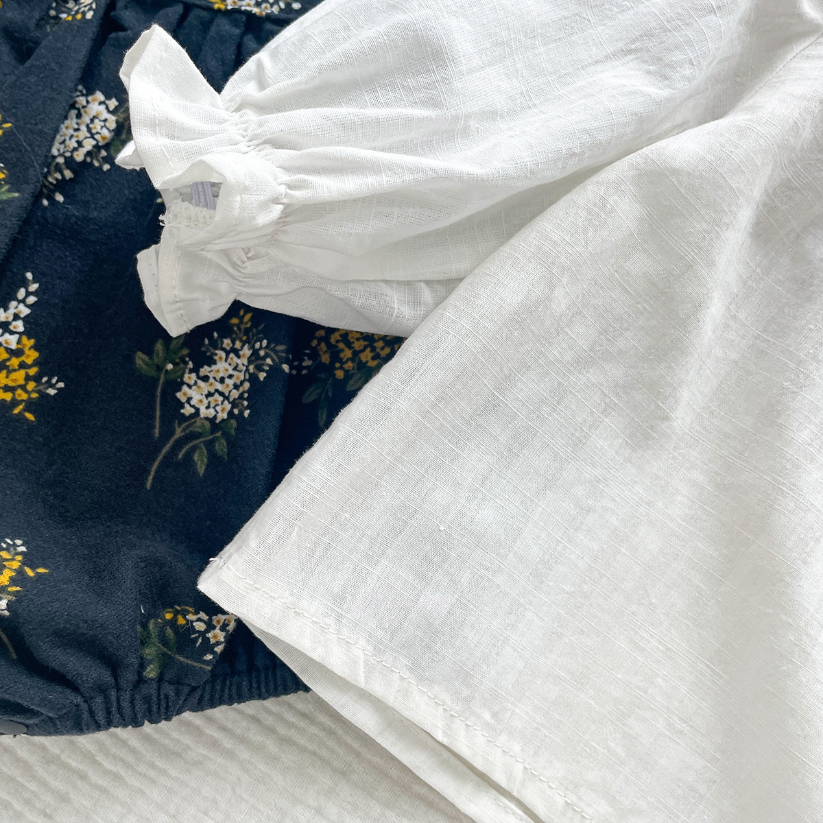 Picture of Baby spring clothes small floral strap romper female baby Korean Long Sleeve Princess romper two-piece newborn clothes
