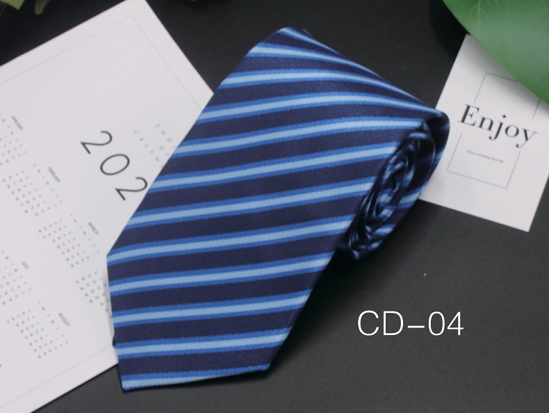 Picture of Manufacturer in stock men's business tie 8cm hand-punched professional formal wear interview striped tie men's Jacquard polyester silk