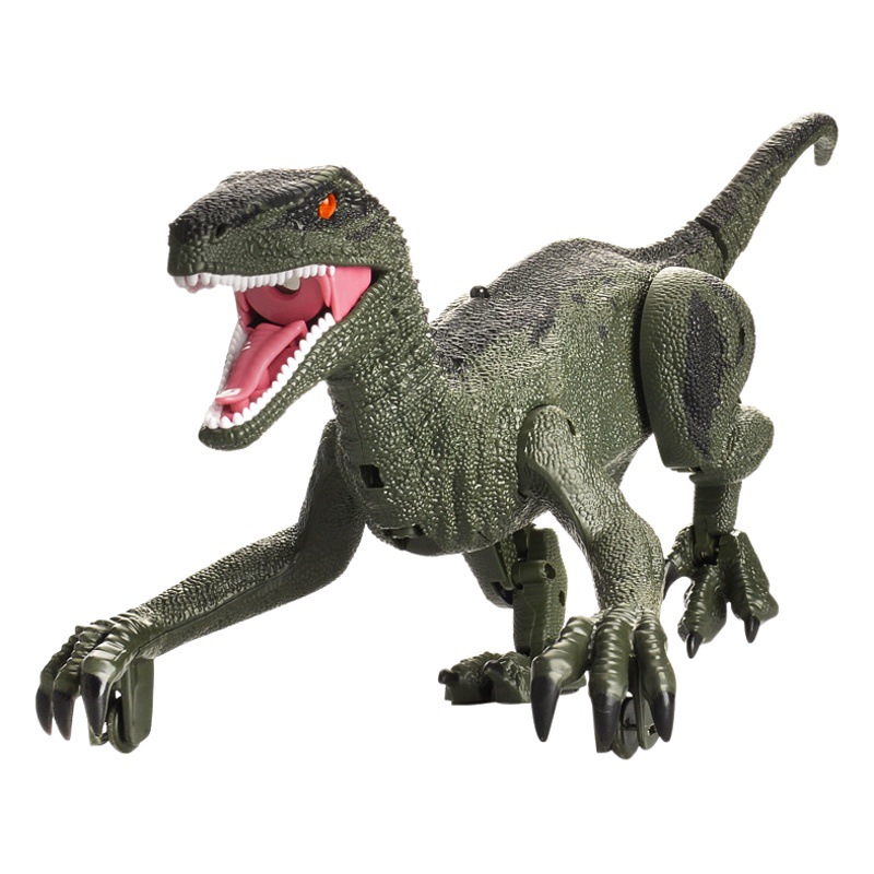 Cross-border light-chasing induction remote control dinosaur toy simulation five-way spray Velociraptor multifunctional sound and light electric model