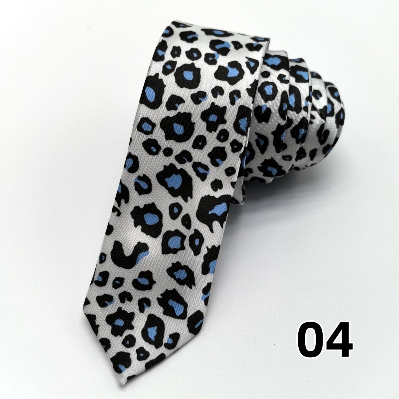 Picture of Ultra-narrow 5cm printed tie leopard print hand-tied unisex casual tie